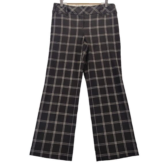 Loft Dress Pants Women's Size 10 Black Gray Plaid Straight Leg Marisa Trouser - Picture 1 of 11